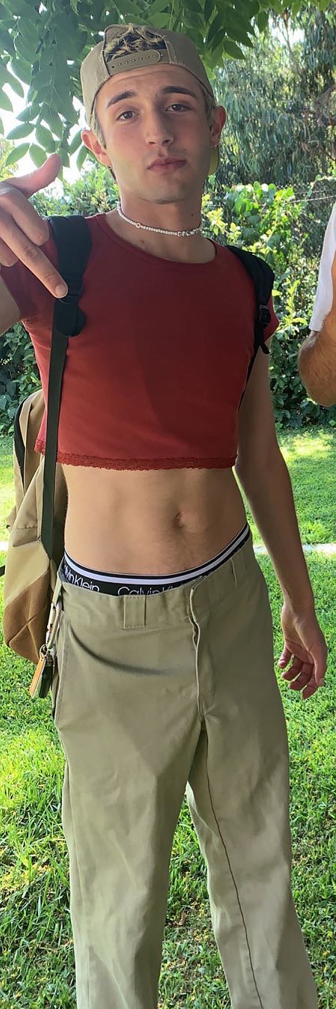 Jonas Bickford, breaking dress code in solidarity with his female fellow students.