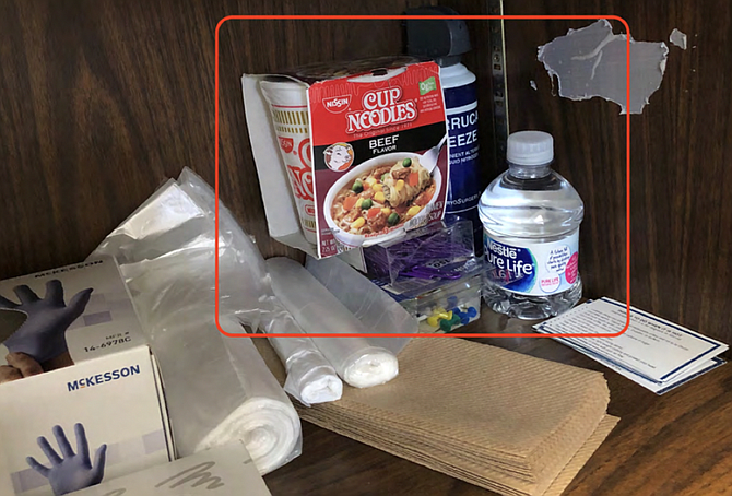 Food Items Stored with Medical Supplies.