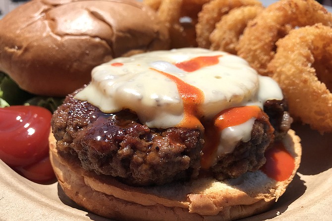 The heart of the matter: 1/2lb burger and the Hawaii sauce.
