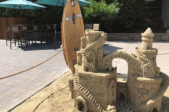The entrance to the Sand Castle Cafe.