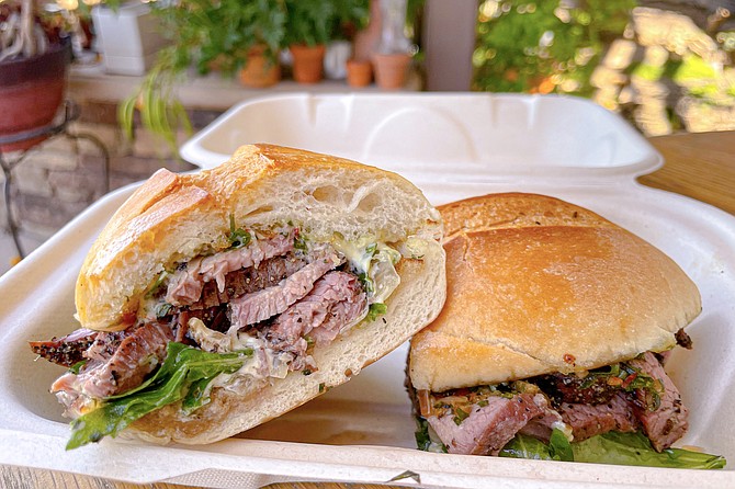 The Santa Natalia sandwich puts Santa Maria style tri-tip on a Mexican bolillo roll with South American chimmichurri.