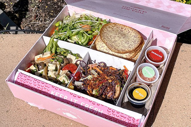 Plant-based poke-like creations packaged in a "Sweetbox" for takeout