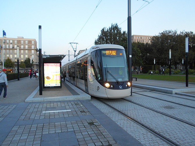 Futuristic Tram in Le Havre, France