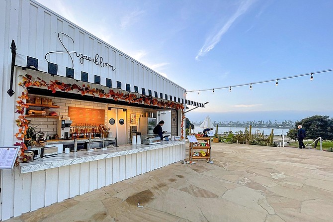 With a backdrop of Mission Bay, this vegan coffee counter Superbloom has it made.