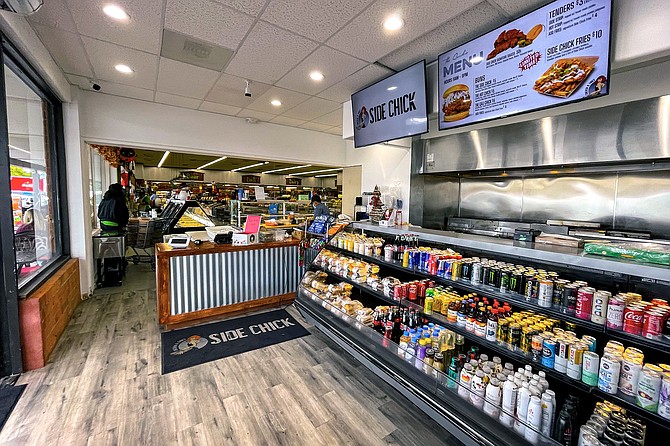 The Side Chick counter offers baked goods and beverages made inside the grocery next door.