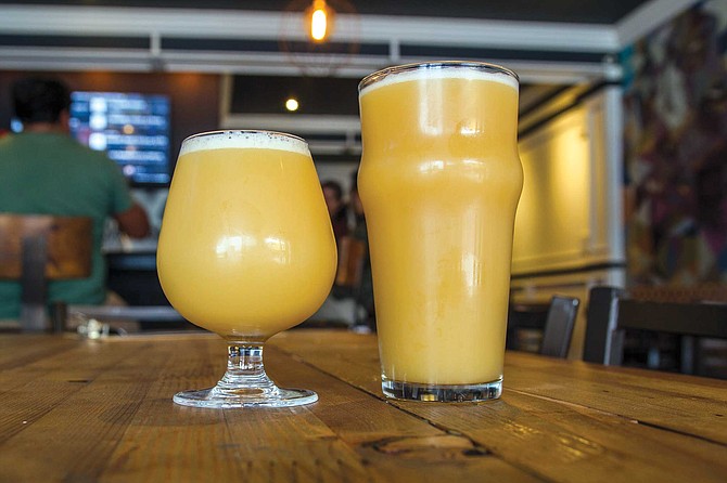 Two pints of Hazy IPAs by Madueño Brewery (the hazy master).