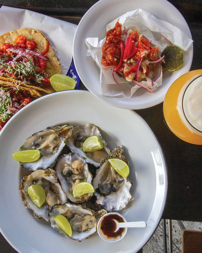 Medley of seafood plates by chef José Figueroa (of La Carmelita) and a pint of Insurgente on special Sundays.