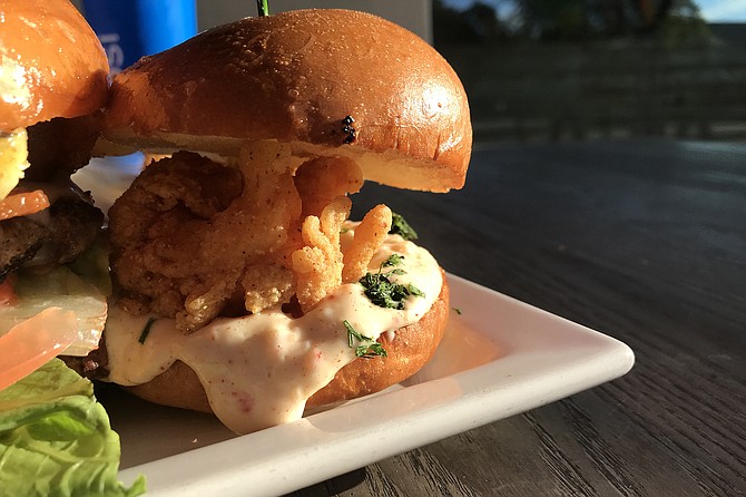 Lobster, aioli, slider-sized bun, winter sun.