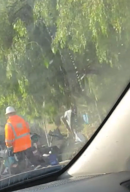 Anayeli Ruiz posted a video clip on the scanner-monitoring Facebook group of her driving northbound on Metcalf Street underneath the 78.