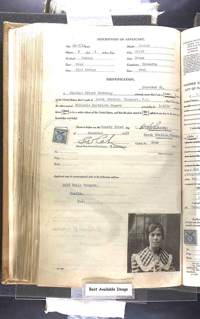 Glikeria's 1917 passport application