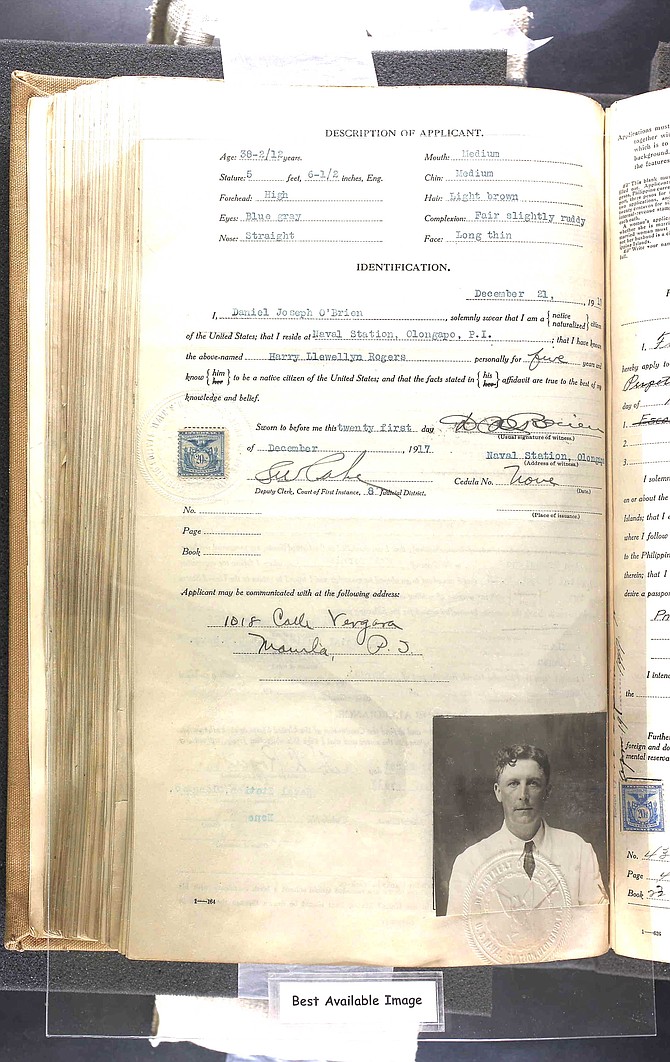 Harry's 1917 passport application