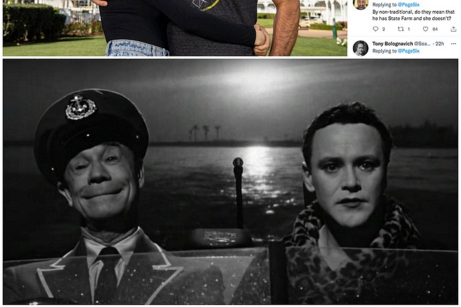 Below, Jack Lemmon ponders his role as trophy wife in the final scene from Some Like it Hot.