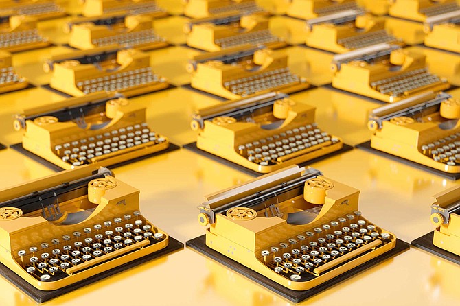 rows of typewriters