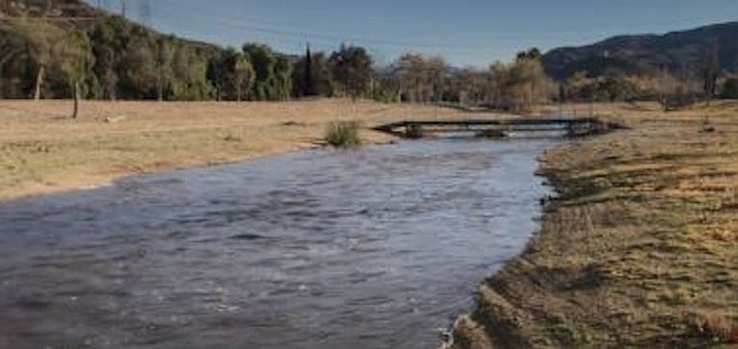 Water is carried three miles downstream to the Sweetwater Reservoir in Spring Valley.