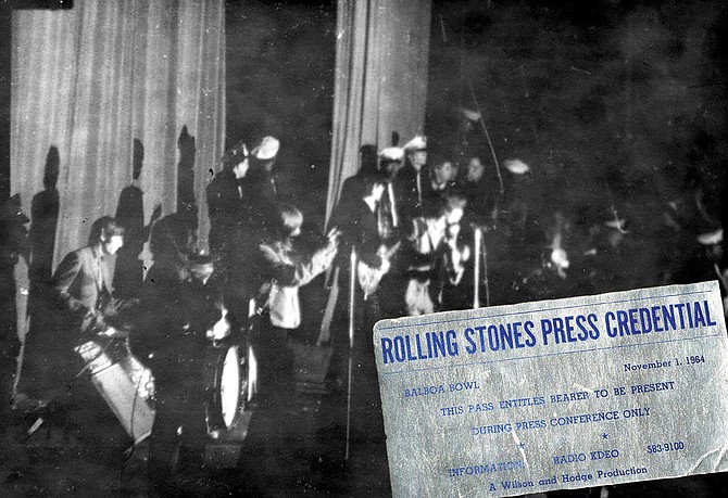 “I won a press pass for the Rolling Stones, November 1, 1964. It was a radio contest from KDEO, an AM station. I was one of about eight to ten people who all met at a gate in a chain link fence at Lindbergh Field and watched [the band’s] plane taxi in.” —Jan Tonnesen
