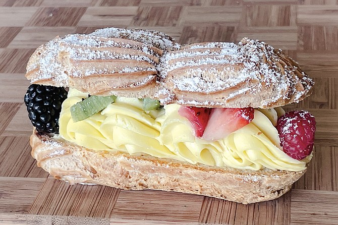 A fruit eclair, filled with cream you'll want to try again