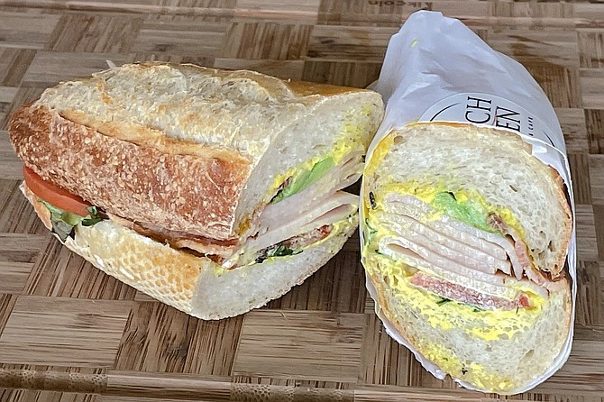 A California style sandwich, served with herbal aioli on a French baguette