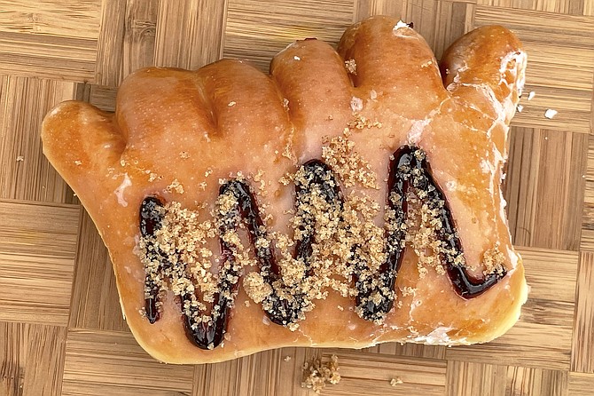 The "beary berry good", a glazed bear claw filled with mixed berry jam