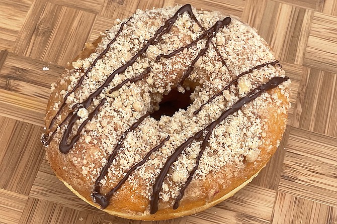 The mazapan dona with chocolate drizzle