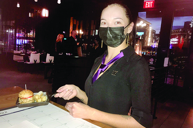 Classy: Purple and black is the uniform. Salmon is the HH burger.