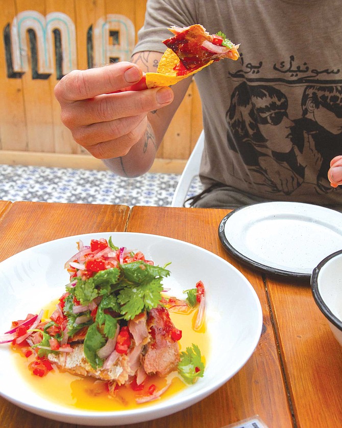 La Jurelina is a modern fish market and restaurant sporting lively colors and experimental takes on seafood, with a seasonal menu that varies with the catch.