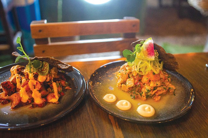 The extensive menu at La Carreta has all sorts of tostadas, seafood cocktails, shellfish, tacos, quesadillas, ramen, and more.