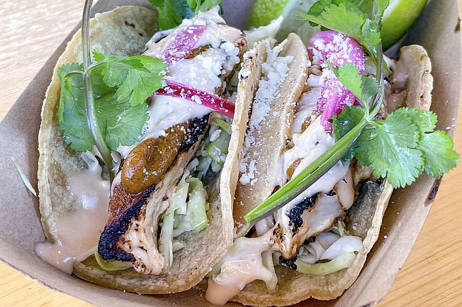 Grilled kanpachi fish tacos