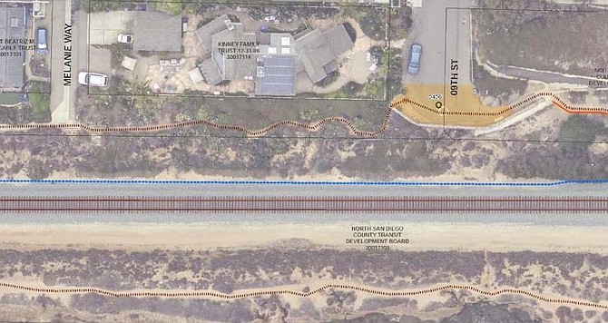 The proposed safety barrier would run between 9th Street and the end of the Del Mar Woods condominiums.