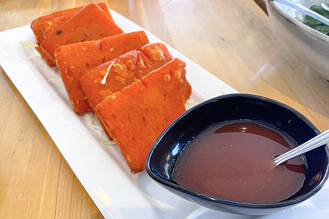 Shan tofu, made with yellow lentils rather than soy