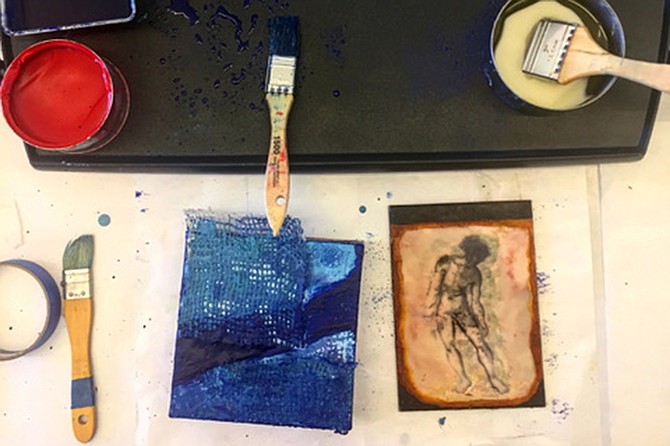 This 2-day painting workshop is geared towards expanding your creative side with encaustic painting- an ancient beeswax-based medium, and combining it with other mediums and techniques including using oil paint, watercolor, ink, and photo transfers.