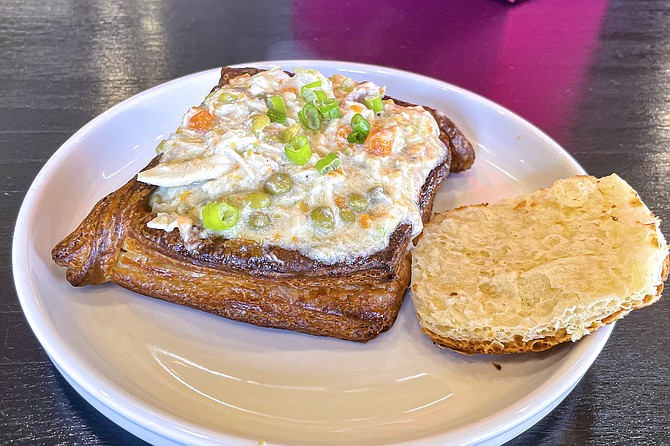 A savory, chicken pot pie danish