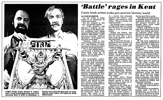 Newspaper article from when the Elric title was still published by Pacific