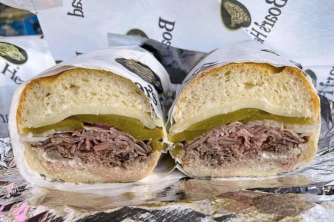 London broil roast beef with roasted green chilis