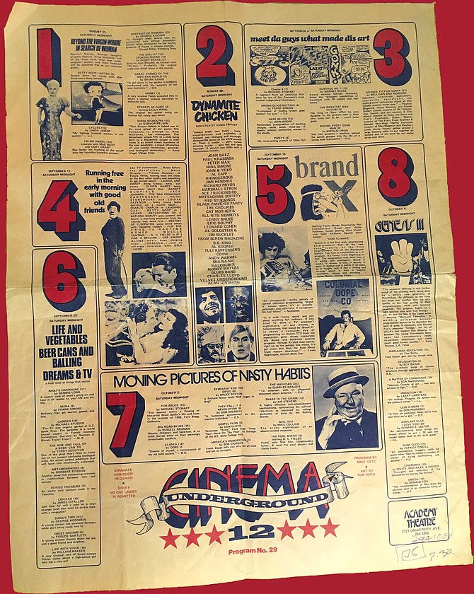 In the Spring of ‘72, I bid adieu to my job and became a happy regular on Saturdays at the cinematic hippie haven that was Underground Cinema 12.