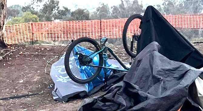 "There was only one lady awake, but she didn't pay attention. Then, lo and behold, the bike was sitting upside down on its handlebars and seat with the wheels up in the air."