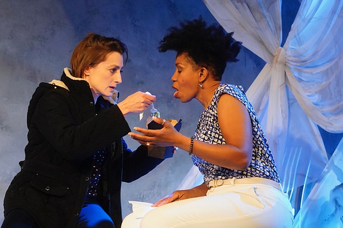 Emily Jerez (left) and Tina Machele Brown in “The Other Place” at OnStage Playhouse.