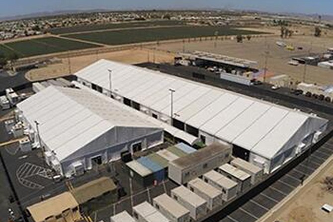 A temporary structure in Yuma, Arizona wasdesigned to hold up to 500 detainees.