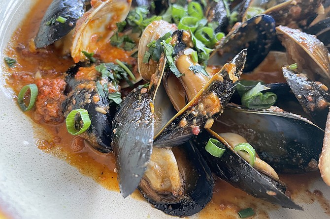 Mussels and clams with Mexican chorizo and chipotle crema