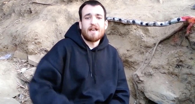Jesse Cannon allegedly shoved a victim from a bicycle onto the ground, whereupon other Antifa members ganged up on that victim.