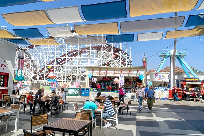 The Giant Dipper rollercoaster was built in 1925 by sugar magnate John D. Spreckels. It was resurrected in 1990 as the cornerstone of a new shopping center.