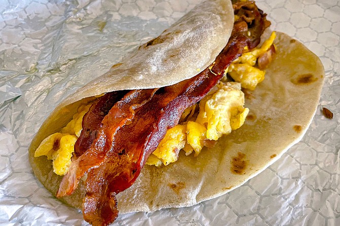 Lardeo Taco Company's big bacon taco: A baseline example of the Austin breakfast taco.