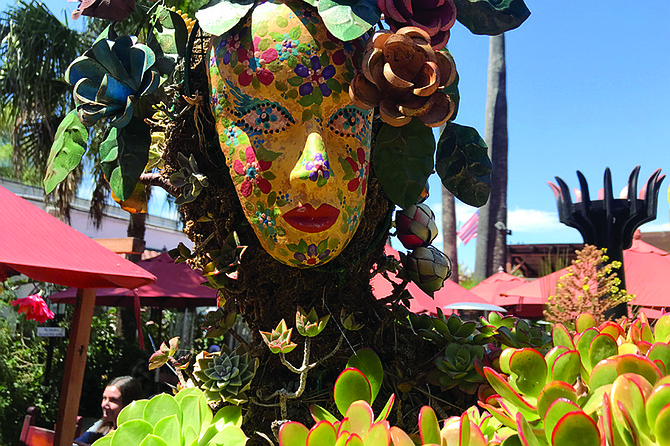 Goddess of the Dance looks over spontaneous dance patio in Old Town.