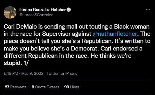 Lorena Gonzalez-Fletcher tweet
