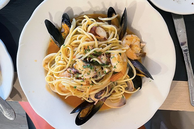 Linguini frutti di mare, a regularly offered shellfish pasta special at Parma Cucina Italiana
