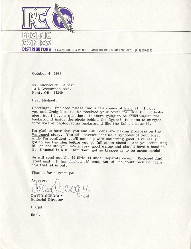 Letter from David Scroggy at Pacific courtesy Michael T. Gilbert