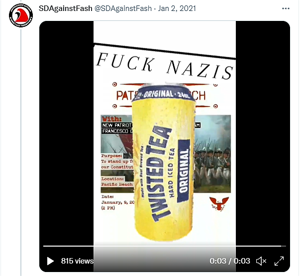 @SDAgainstFash had tweeted a picture of a can of Twisted Tea.