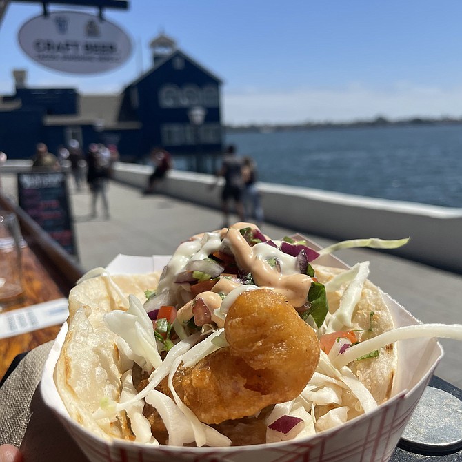 Baja fish taco and a view of the bay