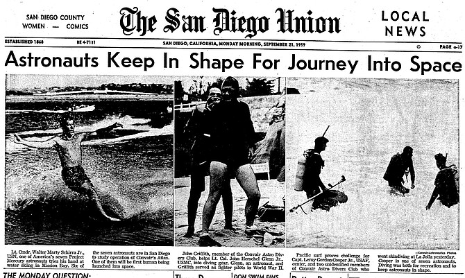 San Diego Union newspaper story from September 21, 1959.