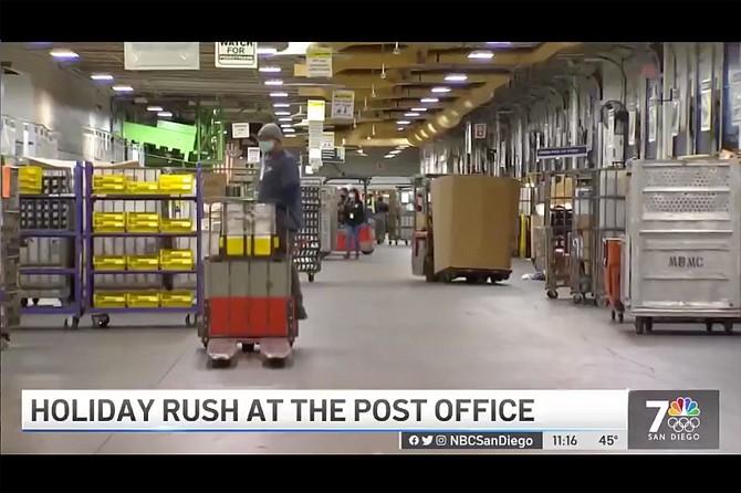 “Moving the mail this time of year through the Margaret L. Sellers Processing and Distribution Center is somewhere between scenes from Willy Wonka and the Chocolate Factory and Lucille Ball in Kramer’s Kandy Kitchen,” said a report by TV station KNSD.
