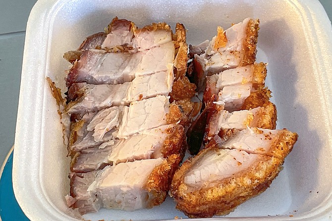 A quarter pound of crispy pork belly